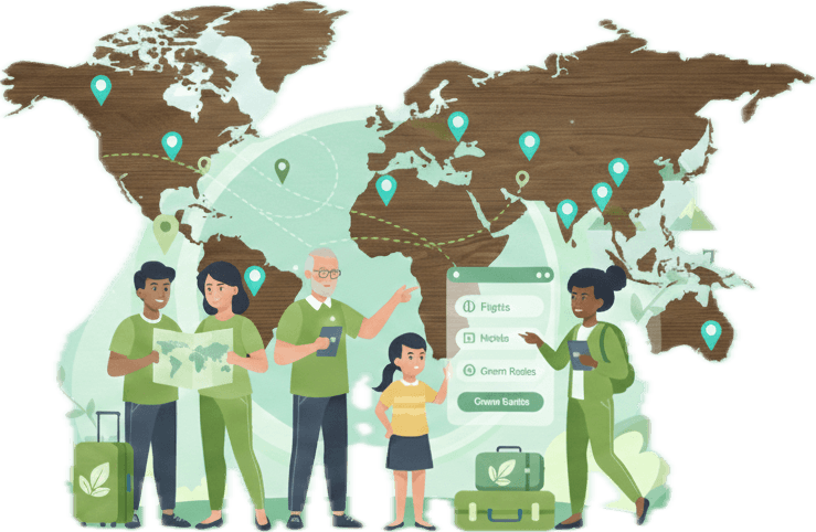 Travellers connecting at an airport